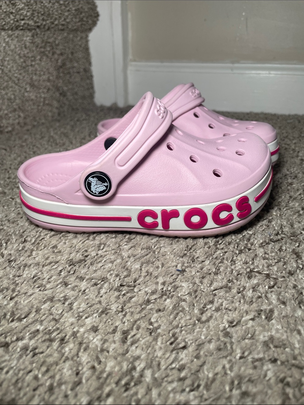 CROCS Kids' Light Pink Clog with Pink Trim BAYABAND STYLE - 10c - Picture 2 of 9